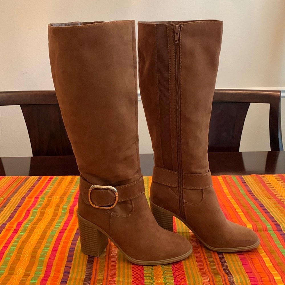 Brown knee high boots